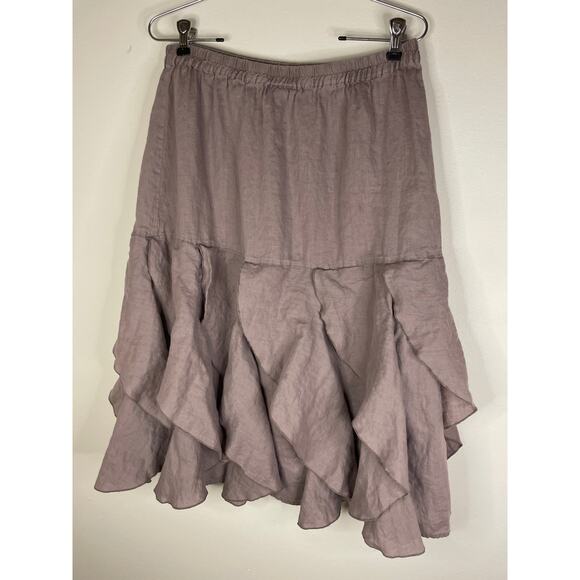 Cynthia Rowley Linen Lagenlook Boho Tattered Skirt Size L - Picture 1 of 7